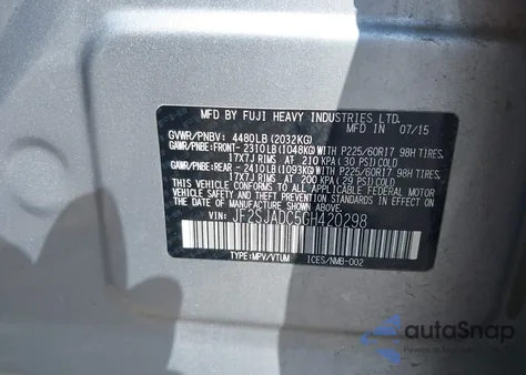 2016 Subaru Forester 2.5I Premium из США, поврежденный, VIN JF2SJADC5GH420298